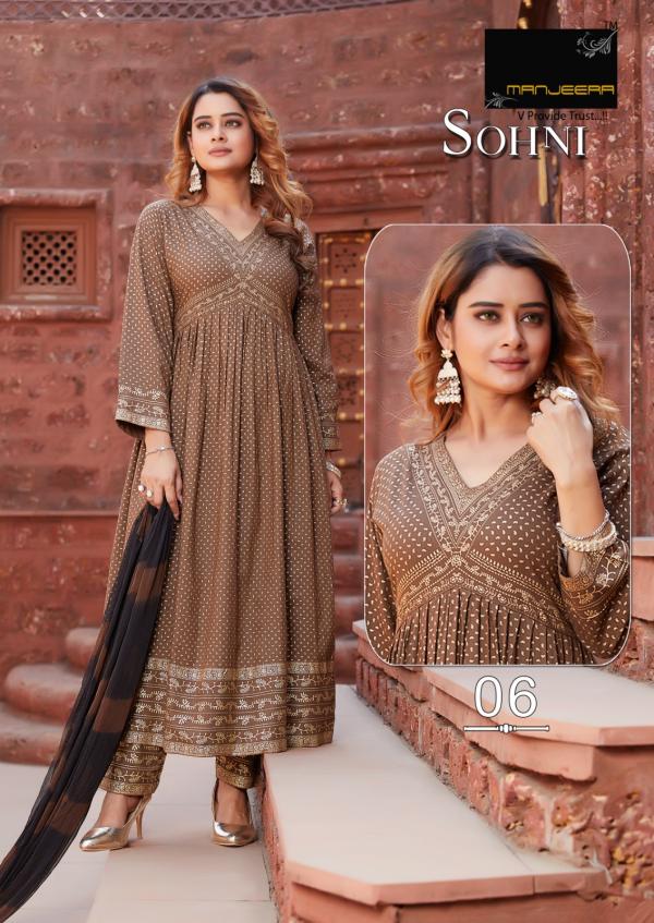 Manjeera Sohni Alia Cut Top Bottom With Dupatta Collection